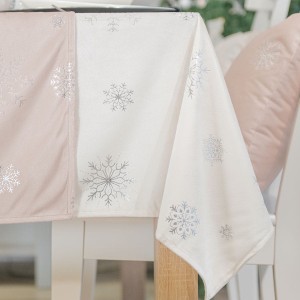 Obrus świąteczny 140x220 velvet wodoodporny offwhite