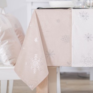 Obrus świąteczny 140x180 velvet wodoodporny puder róż