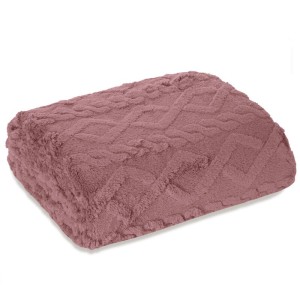 Koc pled 200x220 Warkocz Tweed puder róż