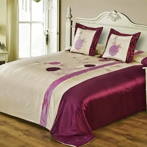 Narzuta 220x240 satynowa 1156 fiolet z poszewkami