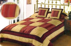 Narzuta satynowa 180x220 bordo beż