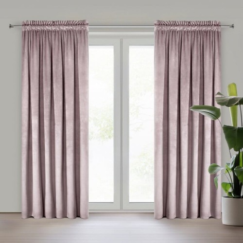 ZASŁONA GOTOWA D91 ROSA NA TAŚMIE 140 X 270 CM PUDROWY RÓŻ